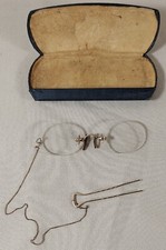 Antique Vintage Victorian Gold Filled Clip Eyeglasses w/ Gold Hair Pin Mark 1911