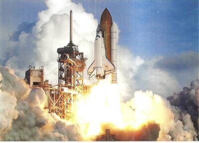 Kennedy Space Center NASA Shuttle Atlantis Postcard Smoke Steam Rocket Boost
