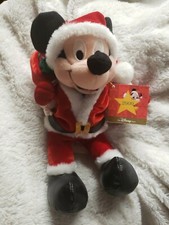 2000 SANTA Mickey UK Disney bean bag plush beanie NEW