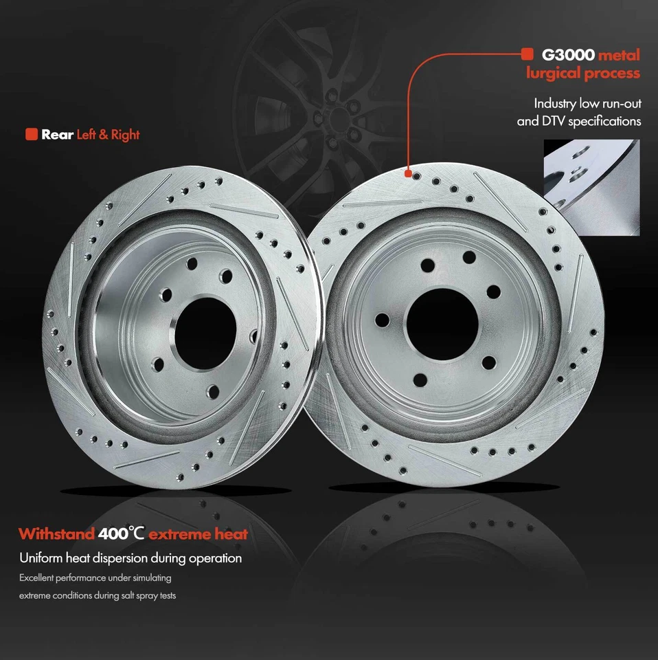 Rotores de freno traseros perforados para INFINITI G35 03-05 Nissan 350Z Rogue Juke X-Trail Foto 3 de 4