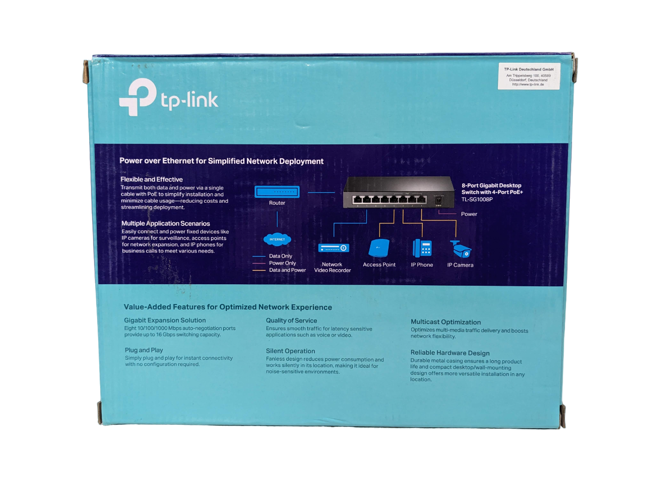 TPLINK TLSG1008P Netzwerk Switch 8 Port 1 GBit/s PoEFunktion ⚡️BLITZVERSAND