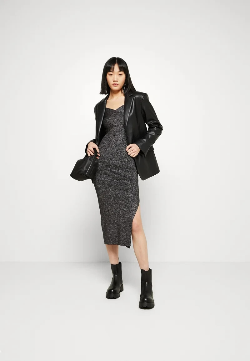 sleeved knit midi dress Brown Long Sleeve Turtle Neck Knit Midi Dress main image 1