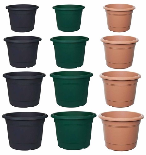 Whitefurze Milano runder Pflanzkübel Blumen Pflanzkübel stabil Kunststoff Haus Garten Rasen - Bild 2 von 11