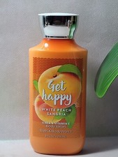 BATH  BODY WORKS BODY LOTION GET HAPPY WHITE PEACH SANGRIA SHEA VITAMIN E 8 OZ