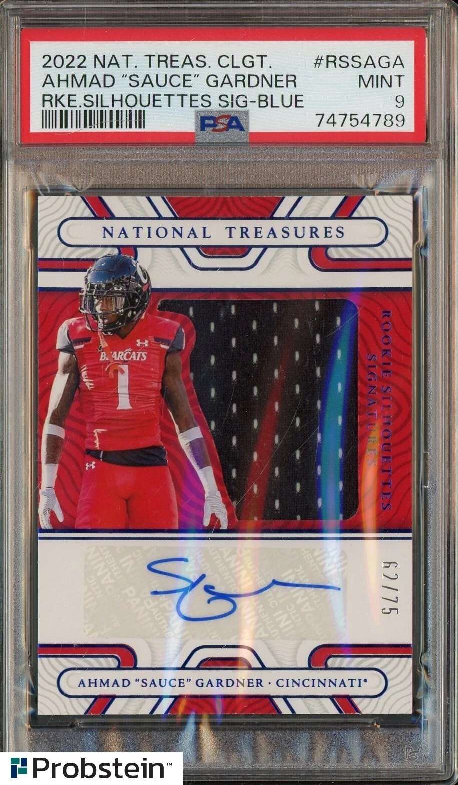 Sauce Gardner Panini National Treasures Collegiate Rookie Silhouettes Signatures #RSSAGA Blue