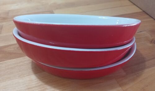 HAll Restaurant Ware Red Oval #2082 Baking Dish~7" X 5" Set Of 3 - Picture 1 of 4