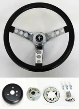 Grant 1965-1969 Ford Mustang Steering Wheel Black Grip 13 1/2" chrome spokes