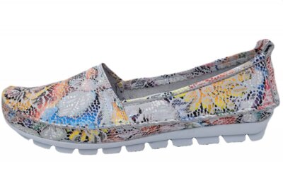Gemini Damen Slipper Weiß Bunt Leder Schuhe Ballerina 003122-62-001