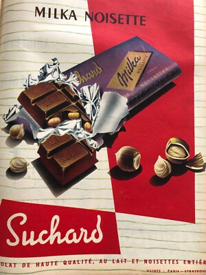Vintage Werbung Advertising CHOCOLAT SUCHARD MILKA (November 1957)