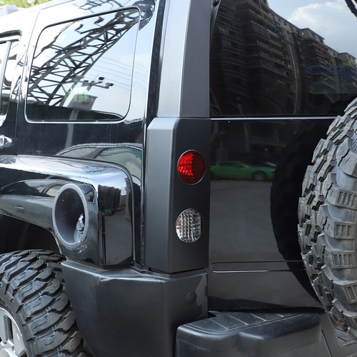 Matt Black Circle Style Car Tail Light Cover Rear Lamp Shell For Hummer H3 05-09 - Picture 7 of 12