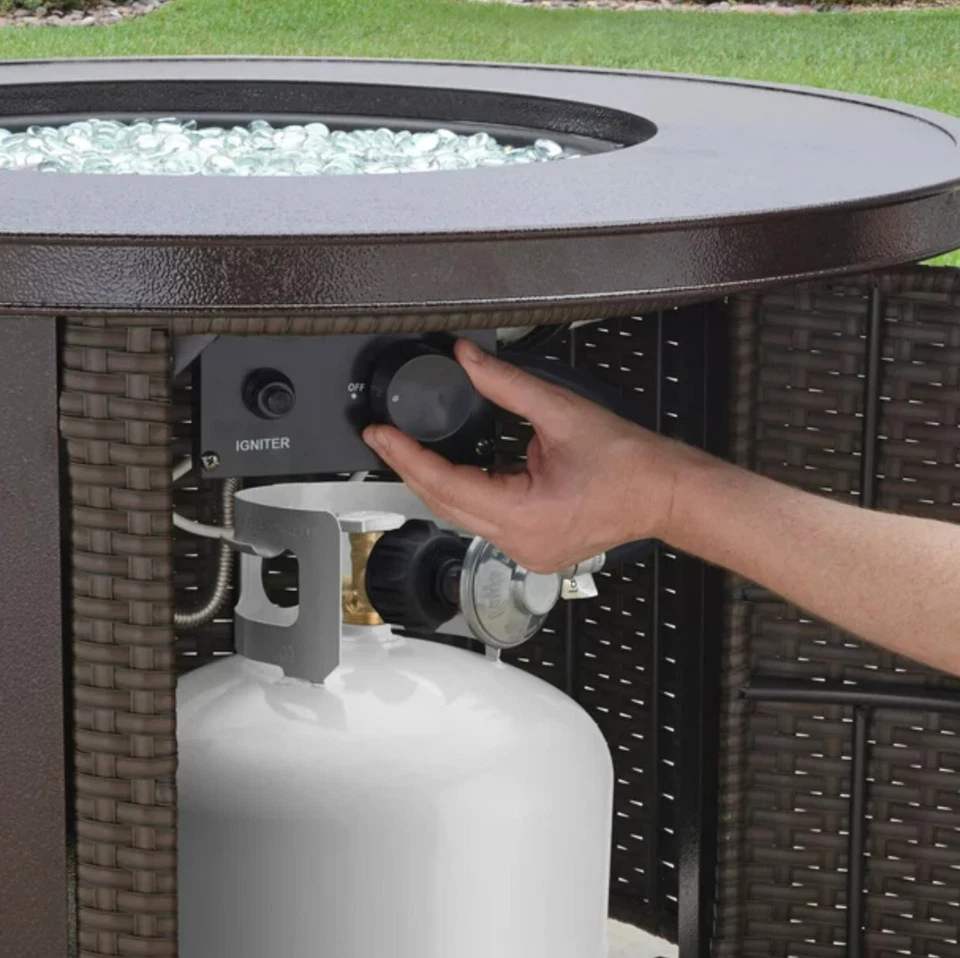 Pozo de fuego redondo de 32", 50.000 BTU pozo de fuego de propano para exteriores con acabado de bronce Foto 4 de 4