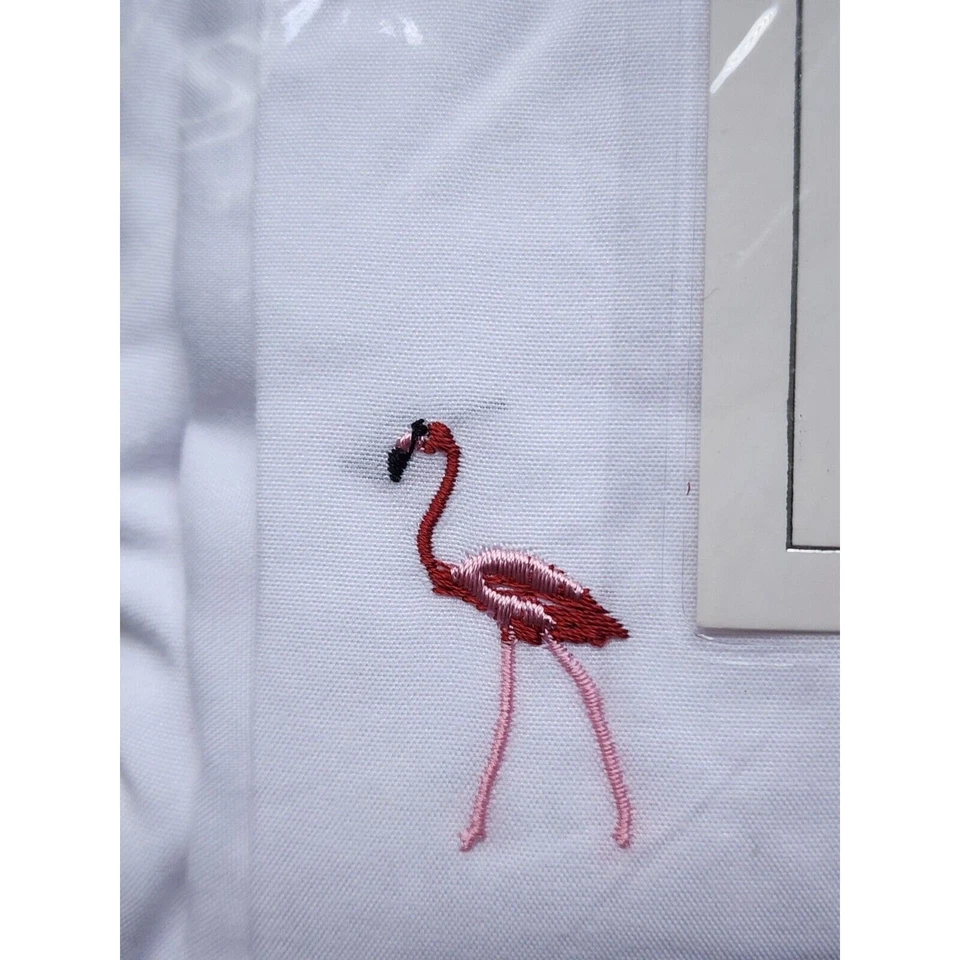 TWIN SHEET SET-COASTAL EMBROIDERED COLLECTION-Pink/Red Flamingo - Image 4 of 4