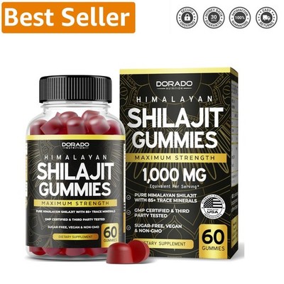 1000mg Shilajit Gummies with 85+ Trace Minerals - Raspberry Watermelon Flavor