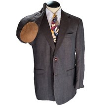 Austin Reed Sport Coat Men 42R suede elbow patches merino wool Brown