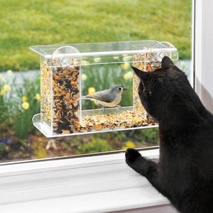Wind & Weather One-Way Mirror Window Mount Plastic Bird Feeder