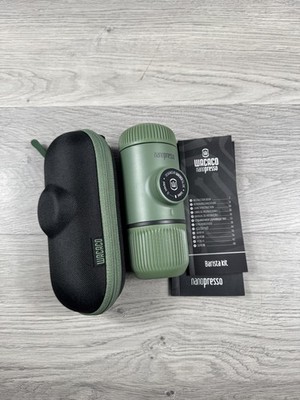 Wacaco Nanopresso Hand Powered Portable Espresso Maker in Moss Green with Case