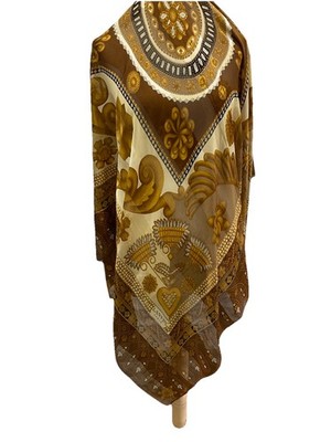 S33#Lanvin Floral multicolore Silk Shawl 55/ 51  inch Made In Italy