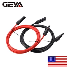 GEYA PV Wire Connector 10 AWG Solar Panel Extension Cable 1Pair Black & Red 6mm²