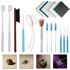 Jewelry Cleaning Kit, Jewelry Cleaner Brush, Horse Hair Brushes, Big&Small Cr...
