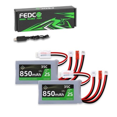FEDCO 7.4V Lipo Battery 2S 35C 850mAh Rechargeable JST&PH2.0&MX2.0&MJ Plug Co...
