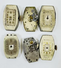 Vintage AS 589 Swiss Tonneau Watch Movements Lot Seeland STW Parts Repair