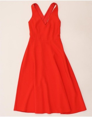 WAREHOUSE Damen ärmelloses A-Linien Kleid UK 6 XS orange Polyester CK42