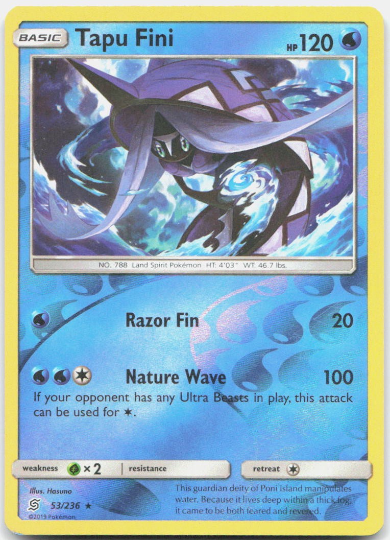 Tapu Fini 53/236 Rare Unified Minds Pokemon Reverse Holo NM/LP