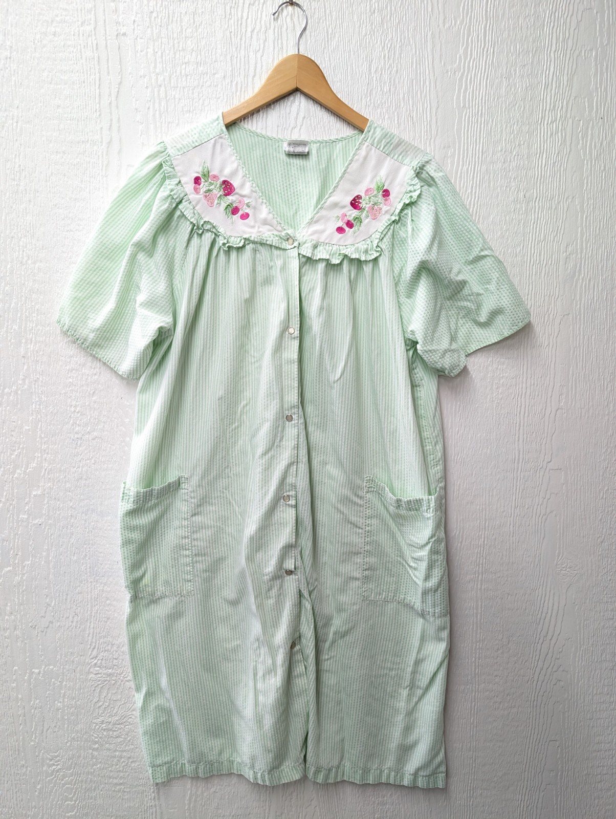 Simply Basic Nightgown Strawberry Embroidered Gra… - image 1