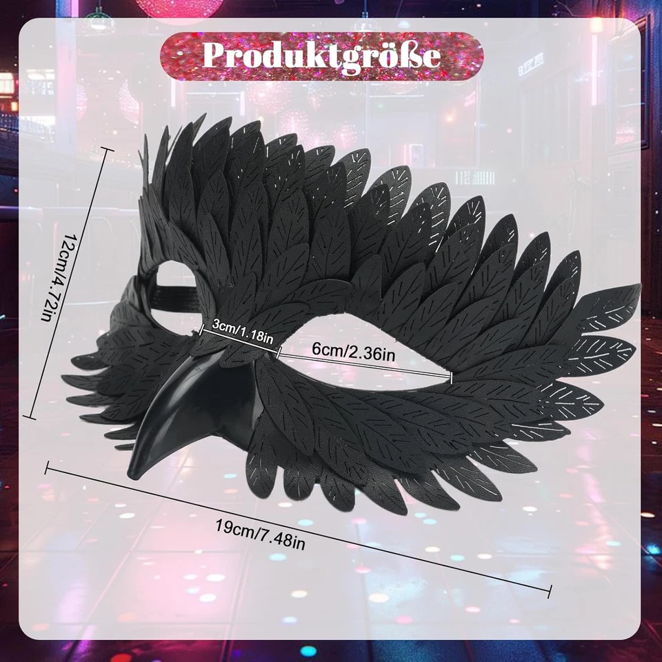 Venezianische Vogelmaske Halbgesichtsmaske Karneval Phönix Eule Feder-Maske - Bild 3 von 4