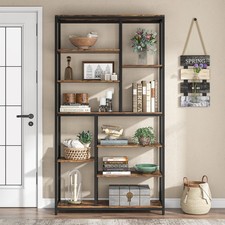79 inches Tall Bookshelf Bookcase, 8-Tier Staggered Bookcase, Open Shelving Unit