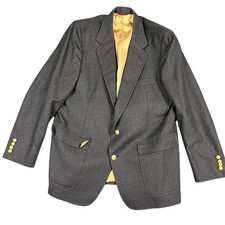 Hart Schaffner  Marx Charcoal Gray Size 46R Blazer Pure Virgin Wool EUC