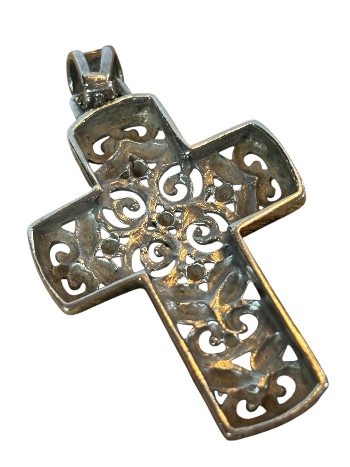 Large Sterling 925 Silver Scrollwork Filigree  Cr… - image 3