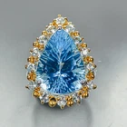 Handmade ring 22 ct Natural Blue Topaz Ring 925 Sterling Silver Size 8 /R473840