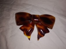 Vintage Ribbon Bow Hair Clip Barrette Lucite Tortoise Made In France