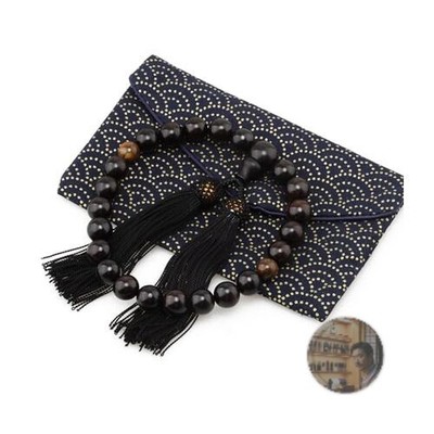 JOMA-E Men's Ebony Prayer Beads Matte Finish 12mm Buddhist Rosary with Case