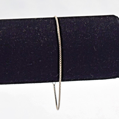 Minimalistisches A-Z Italien Sterlingsilber Box Kette Armband - 1,1 mm, 8 Zoll
