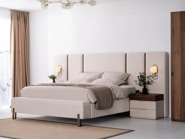 LuxuriöS Komplett Schlafzimmer MöBel Set Bett Mit Bank 2X Nachttische 3Tlg-image