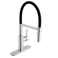 Statham Single Handle Spring Neck Pull down Sprayer Kitchen Faucet in Polished C
