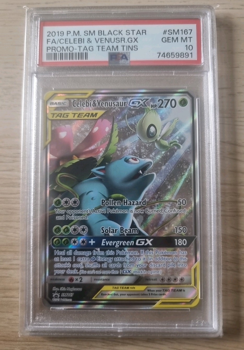 Celebi & Venusaur GX Tag Team SM167 PSA 10 Graded Pokemon Card