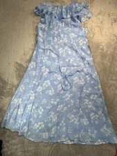Old Navy Blue/White Floral Madi Dress Summer Cozy Beach Tie Lined M