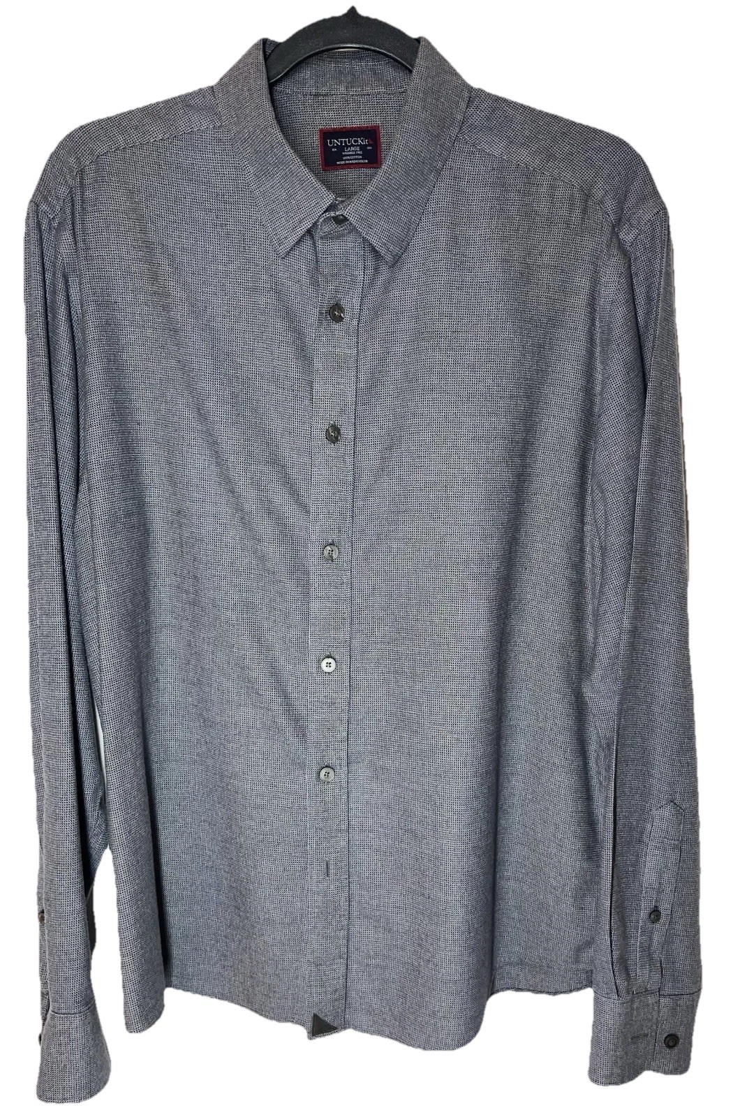 UNTUCKit Long Sleeve Button-Up Shirt 100% Cotton Wrinkle Free Gray Men’s Large