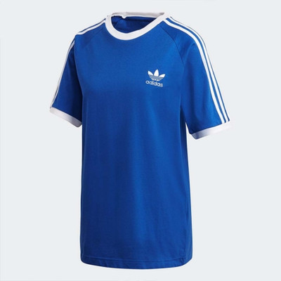 Adidas Originals Damen T-Shirt Blau 3 Streifen Oberteil - Neu