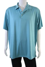Peter Millar Mens Short Sleeves Rugby Shirt Robin Blue Size Extra Large