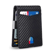 Slim Leather Wallet for Men with RFID Blocking Money Clip & Card Slot