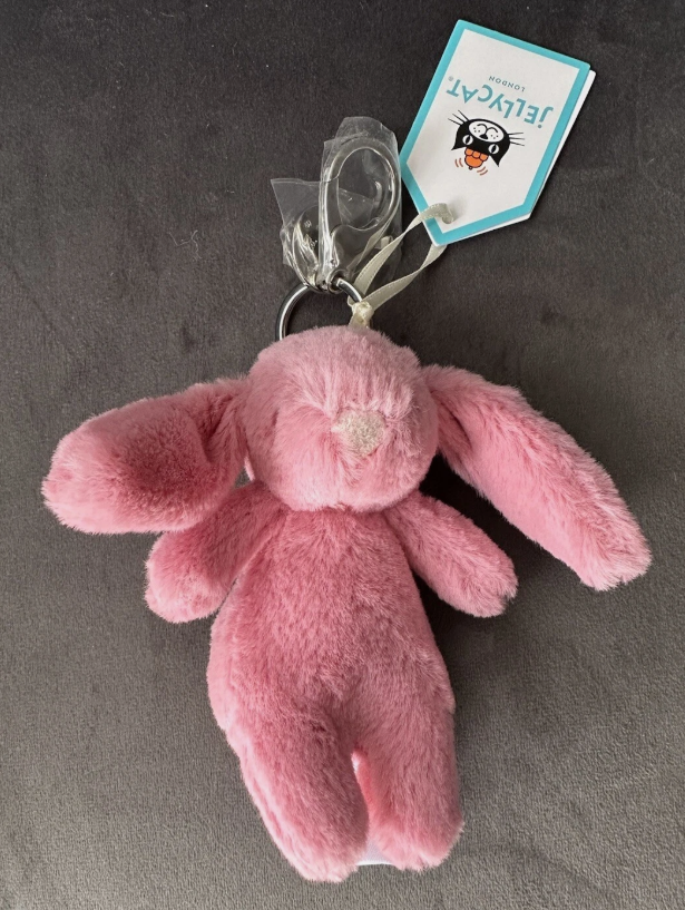 HOT Pink Bashful Bunny Mini Plush Keychain Soft Cute Bag Charm