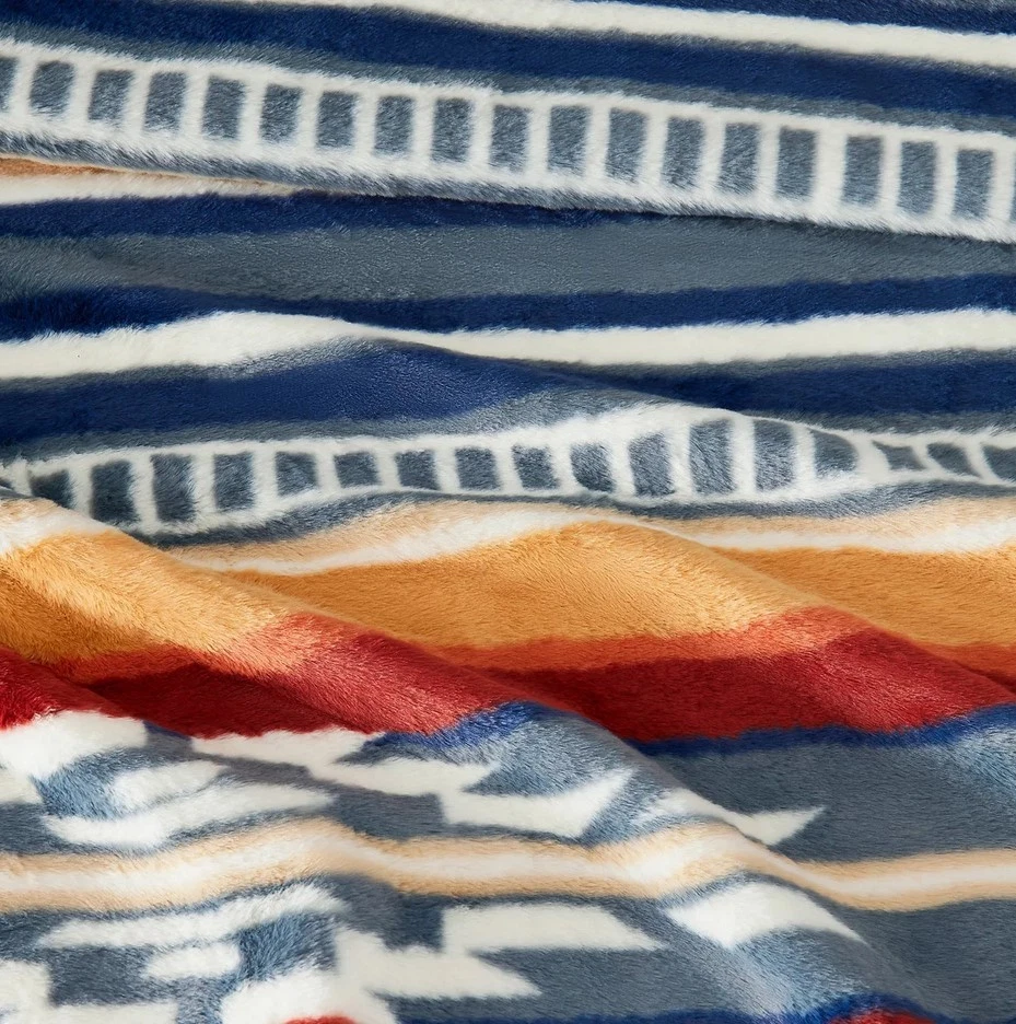 Pendleton Faux Fur Luxe Blanket QUEEN 98 in. x 92 in. Saltillo Stripe New - Image 4 of 4