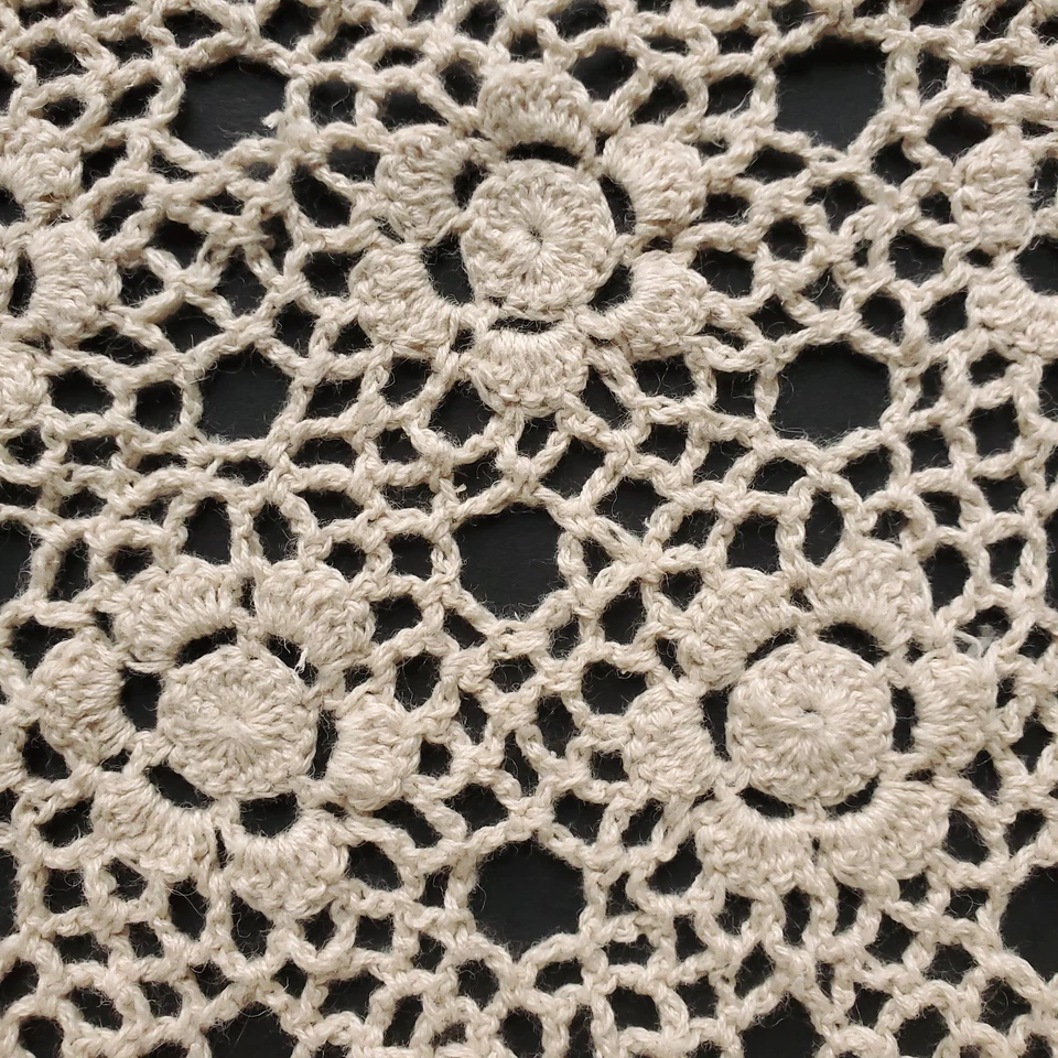 Suéter Crochet Talla M Beige Túnica Casa Caprichoso Floral Abuela Doily Boho Foto 2 de 4
