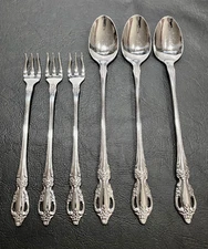Oneida Distinction Deluxe RAPHAEL 3 Cocktail Forks + 3 Iced Teaspoons Stainless