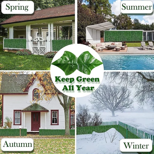 120*40in Artificial Hedge Ivy Leaves Privacy Fence Panel Wall Outdoor Decor - Picture 4 of 5