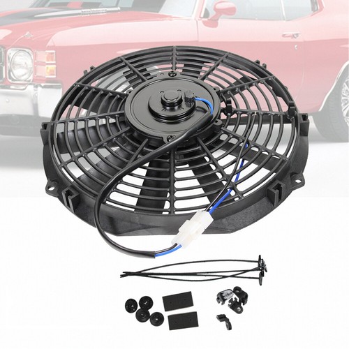 12" Push Pull Straight Blade Electric Radiator Cooling Fan w/ Thermostat Kit - Picture 2 of 6